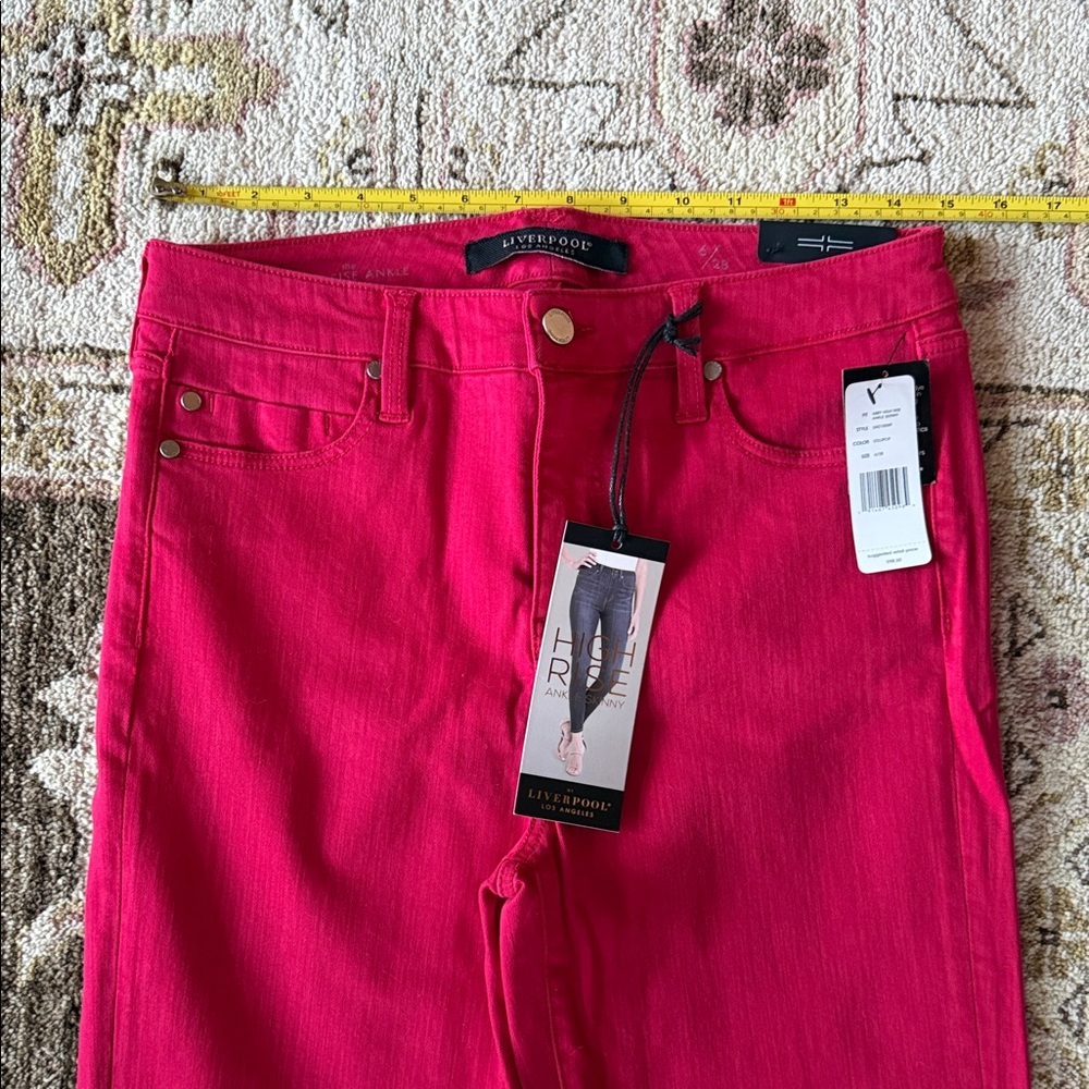 NWT Liverpool Lollipop Red Abby High Rise Ankle Skinny denim Jeans. Size 6 / 28 - Picture 8 of 9